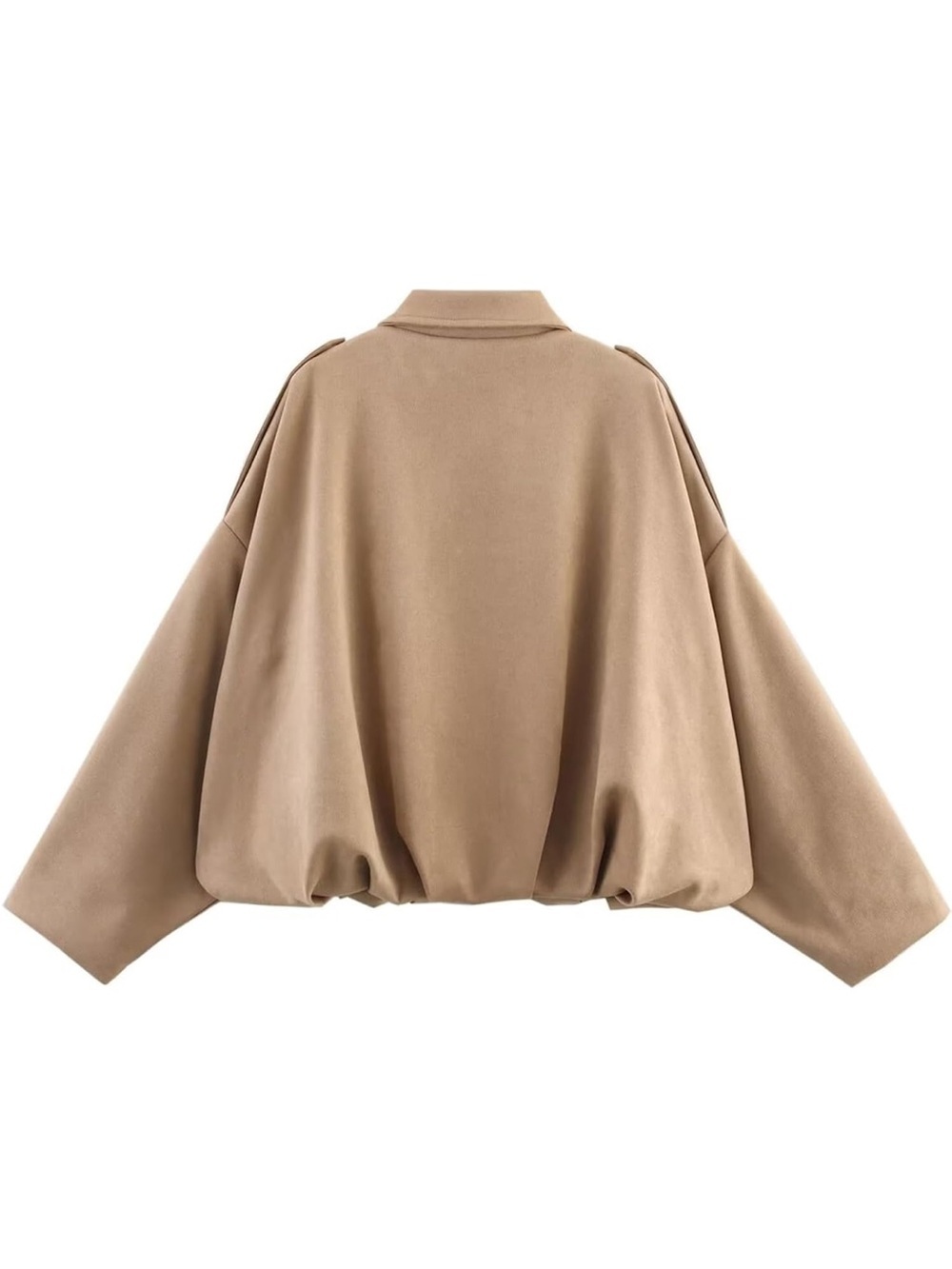 Women’s Balloon-Hem Utility Jacket in Beige - Picture 2 of 2